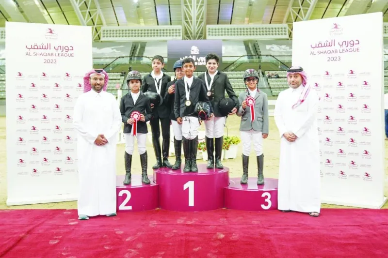 Winners of the Intro Classes poses with the officials during the Al Shaqab International League yesterday.