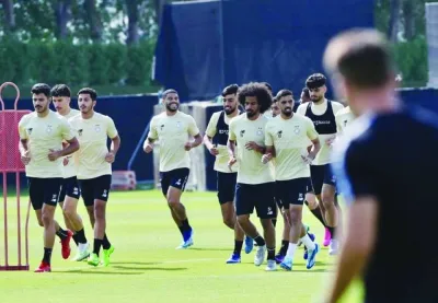 Al Sadd players during a training session ahead of the AFC Champions League match against Sharjah.