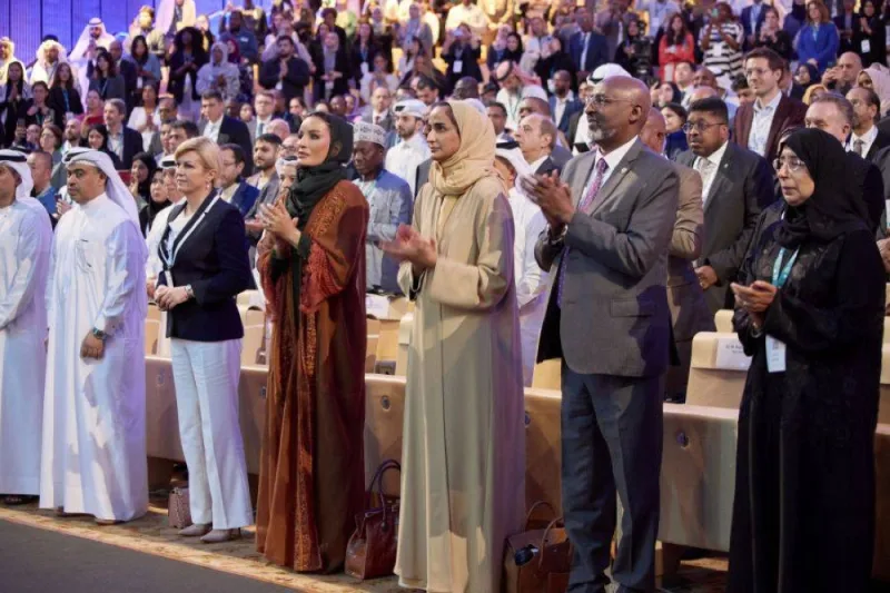 Her Highness Sheikha Moza, HE Sheikha Hind and other dignitaries at the opening of the 11th edition of WISE Tuesday. PICTURE Aisha Al-Musallam.