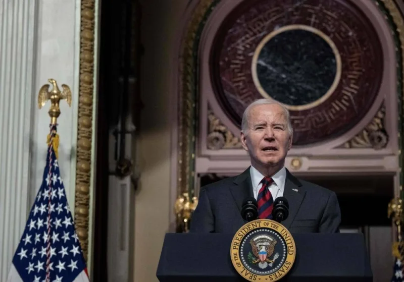 US President Joe Biden delivers remarks on new actions to strengthen supply chains at the Indian Treaty Room of the White House in Washington, DC, on Monday. AFP