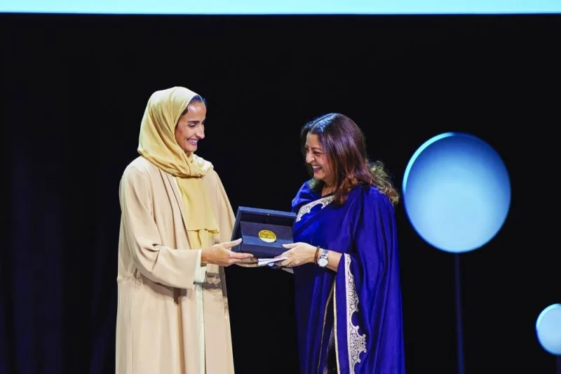 HE Sheikha Hind bint Hamad al-Thani presents the WISE Prize for Education 2023 to Safeena Husain. PICTURE: AR Al-Baker