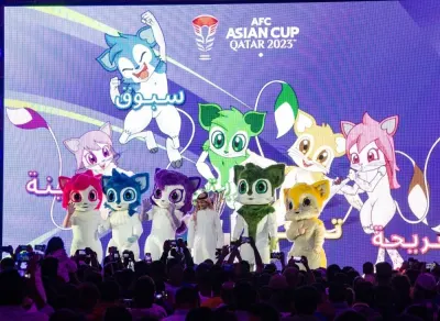 A familiar quintet of charming and adorable jerboas were announced as the official mascots of the AFC Asian Cup Qatar 2023 at a special launch ceremony at the Barahat Msheireb Friday. A brainchild of Qatari artist Ahmed al-Maadheed, the family of five desert rodents – Saboog, Tmbki, Freha, Zkriti and Traeneh – are no strangers to the Asian Cup as they had made their debut when Qatar last hosted the flagship competition in 2011. The tournament will kick off on January 12, 2024 at the Lusail Stadium with hosts Qatar taking on Lebanon in the opener. PICTURE: Shaji Kayamkulam.