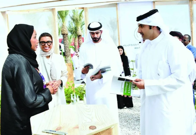 HE the Minister of Culture, Sheikh Abdulrahman bin Hamad al-Thani and other dignitaries touring UAE pavilion at Expo 2023 Doha. PICTURE: Thajudheen