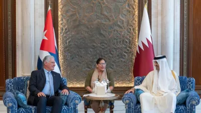 His Highness the Amir Sheikh Tamim bin Hamad Al-Thani hold official talks with the Cuban president Miguel Diaz-Canel.