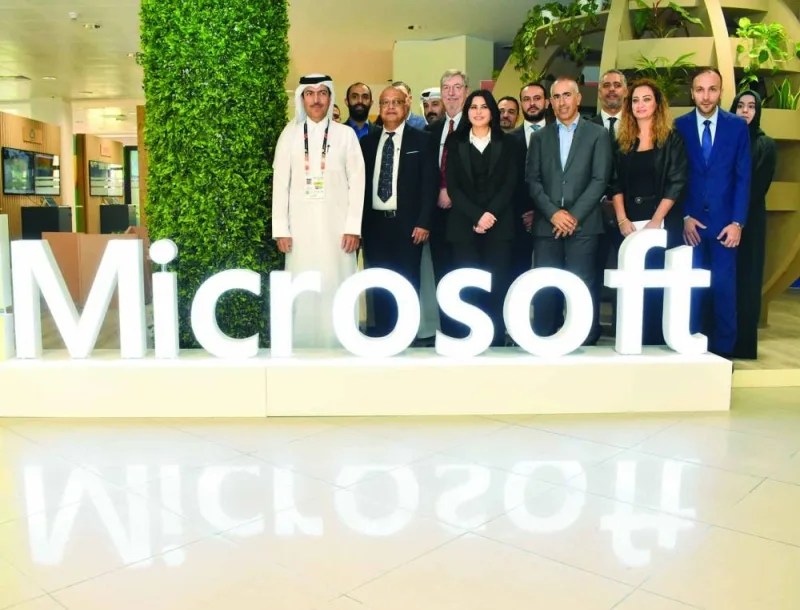 The dignitaries with Microsoft officials in the booth. PICTURE: Thajudheen