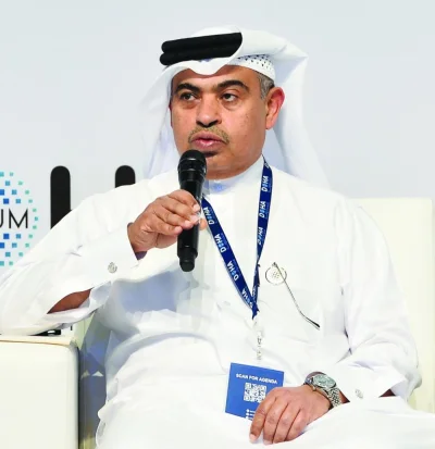 HE the Finance Minister Ali bin Ahmad al-Kuwari speaking at a panel session at the Doha Forum Sunday. Picture: Shaji Kayamkulam
