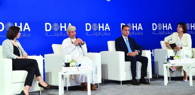 Oman&#039;s Minister for Energy & Minerals, Salim bin Nasser al-Aufi (2nd from left), during a panel discussion held on the sidelines of the Doha Forum Sunday. He is joined by (from left) Dr Cinzia Bianco, Gulf Research Fellow, European Council on Foreign Relations; Luigi Di Maio, EU Special Representative (EUSR) for the Gulf region; and Dr Elif Calik of Women in Smart Energy - WSE UK. PICTURE: Shaji Kayamkulam