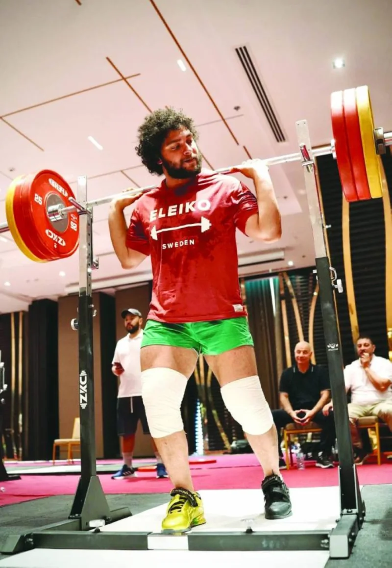 Qatar&#039;s Fares Ibrahim yesterday is seen during a training session ahead of his competition at the Qatar Cup IWF Grand Prix II currently taking place at Aspire Zone in Doha. Fares, a world champion and an Olympics gold medallist, will be seen in action tomorrow in the 102kg finals.