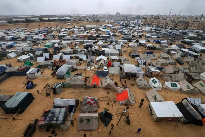 This picture shows tents and makeshift shelters at a camp for displaced Palestinian people in Rafah, in the southern Gaza Strip where most civilians have taken refuge, on Wednesday. AFP 