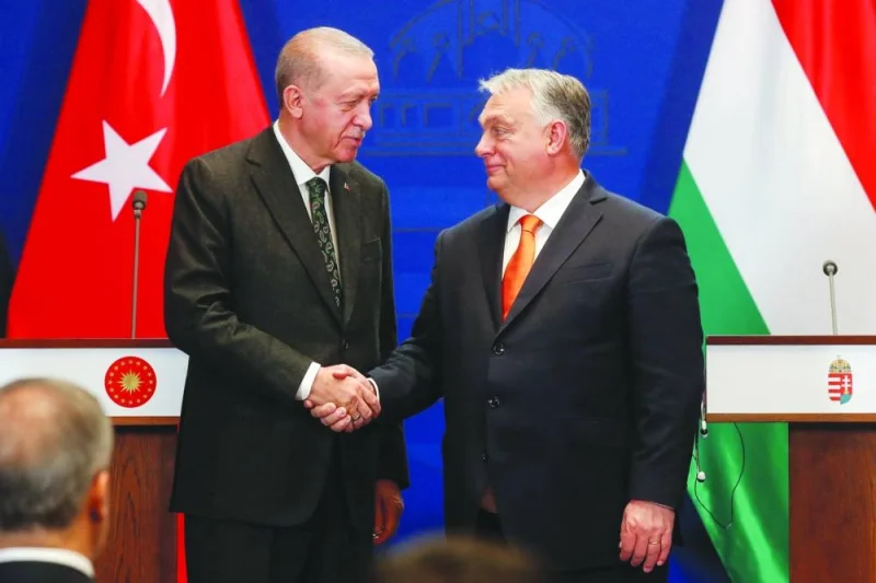 Turkish President Recep Tayyip Erdogan (left) with Hungarian Prime Minister Viktor Orban in Budapest.
