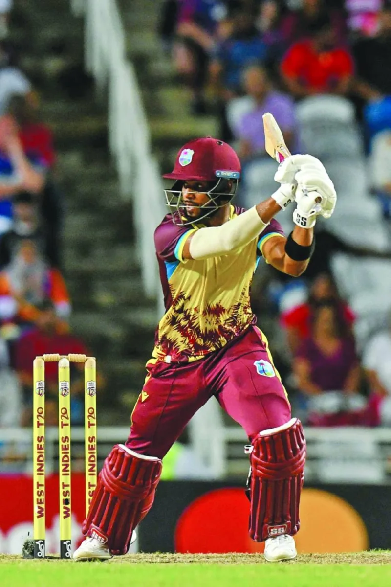 
Shai Hope of West Indies in action during the 5th T20I against England at Brian Lara Cricket Academy Stadium in Tarouba, Trinidad and Tobago. (AFP) 