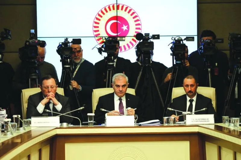 Deputy Minister of Foreign Affairs of Turkiye Burak Akçapar (centre) attends a session of the Grand National Assembly of Turkiye (TBMM)’s Foreign Affairs Committee at the TBMM in Ankara on Tuesday. (AFP)