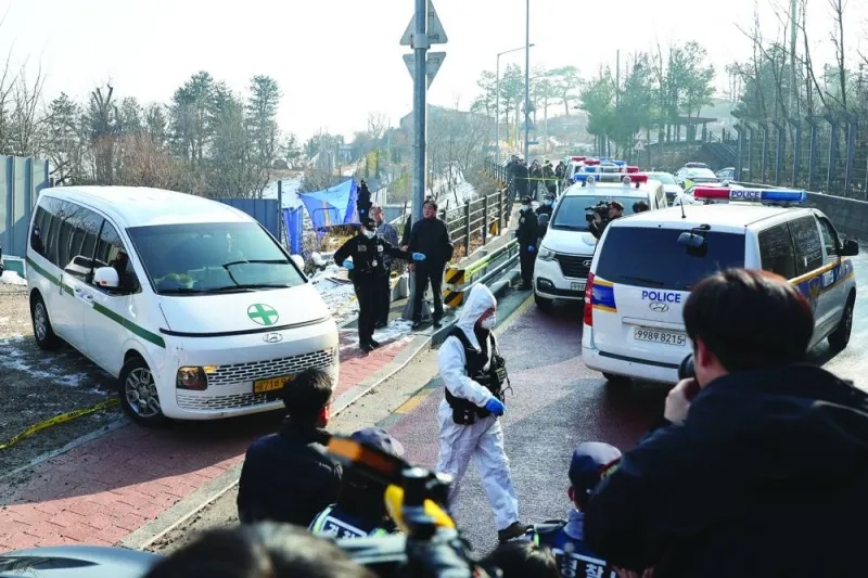 
An ambulance carrying the body of actor Lee Sun-kyun leaves a park in central Seoul. 