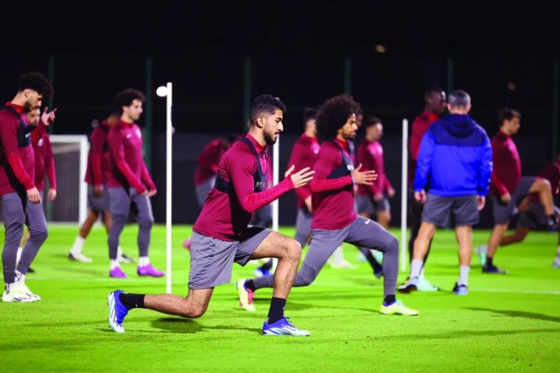Qatar players train at the Aspire Academy on Thursday.