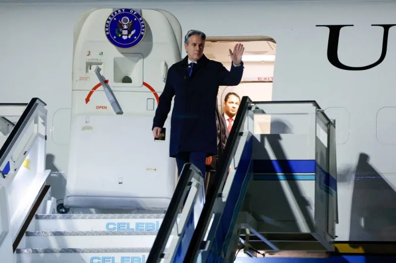 US Secretary of State Antony Blinken gestures as he arrives in Istanbul, Turkiye on Friday. REUTERS