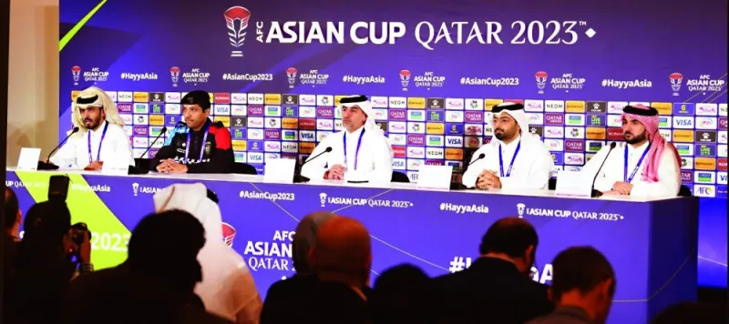 AFC Asian Cup Qatar 2023 Local Organising Committee officials at the press conference Wednesday in Doha.
