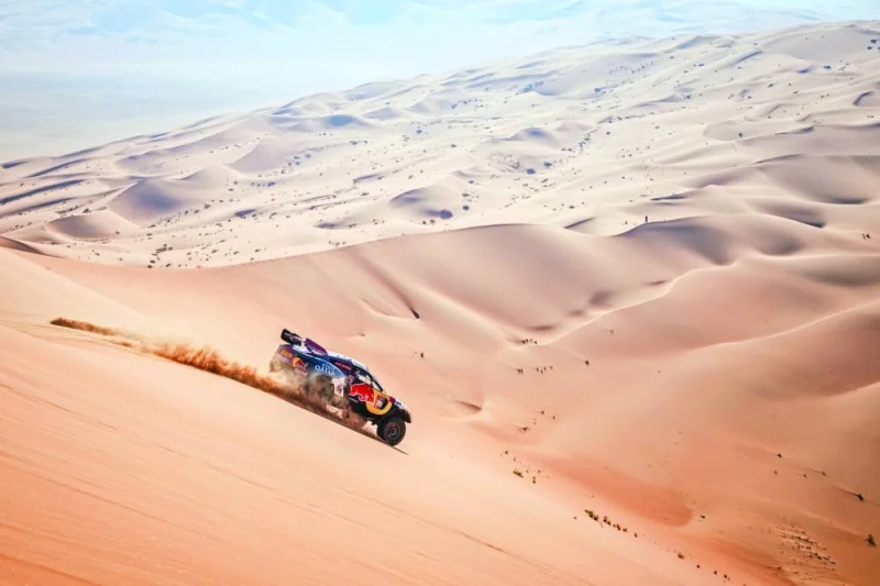 Nasser Racing’s Nasser al-Attiyah and Mathieu Baumel race during stage 6 of Rally Dakar 2024 in Shubaytah, Saudi Arabia, on Thursday.