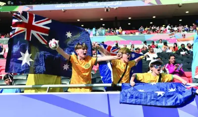 Australia and India fans cheer for their teams on Saturday.