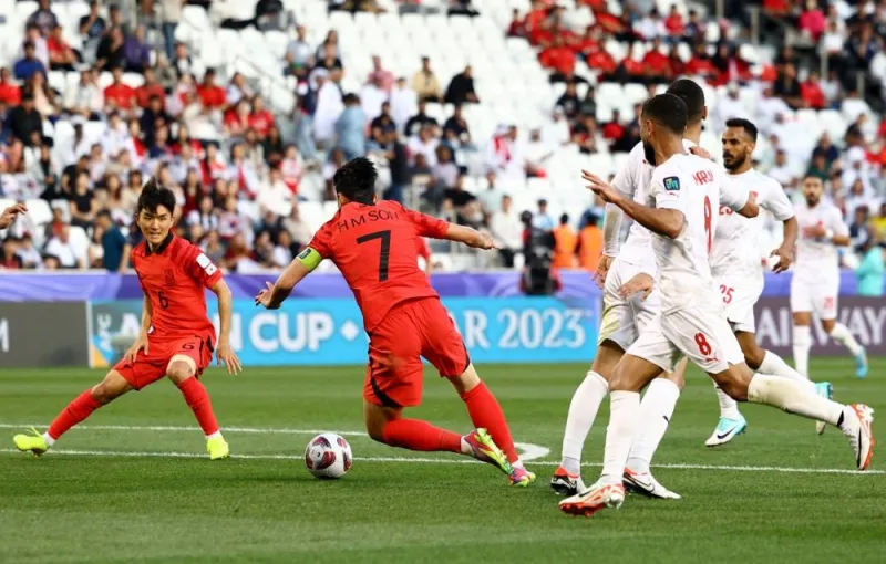 South Korea&#039;s Son Heung-min in action before being shown a yellow card by referee. REUTERS