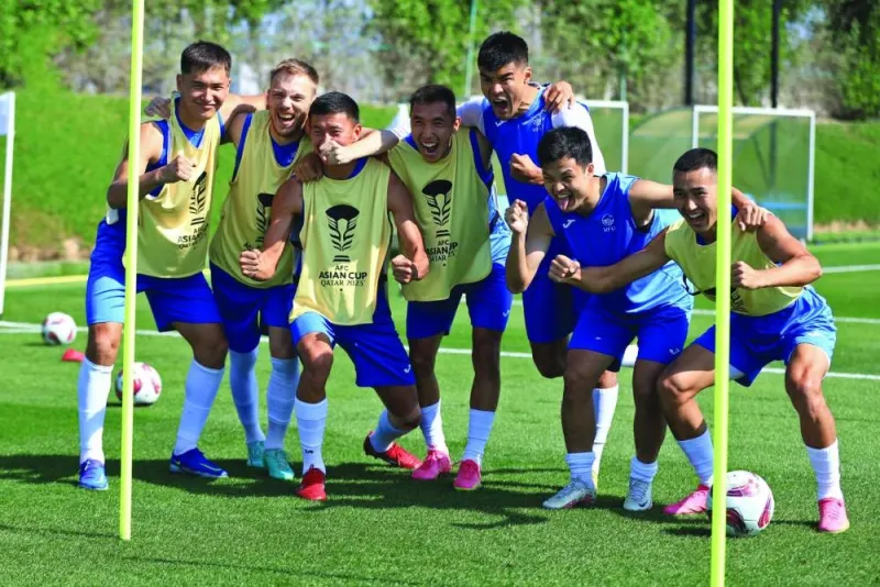 Kyrgyzstan football players in a jovial mood ahead of their AFC Asian Cup match 2023 against Thailand. The match will be played on Tuesday. (@kfu_kg)