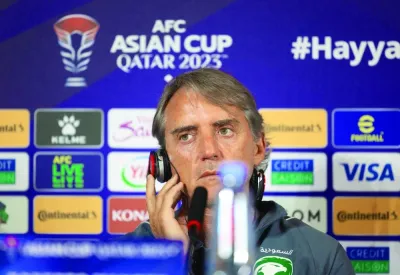 Saudi Arabia’s coach Roberto Mancini at a press conference on Monday.