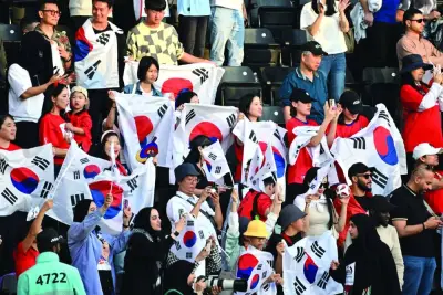 
South Korean fans turned out in huge numbers at the Jassim Bin Hamad Stadium. 