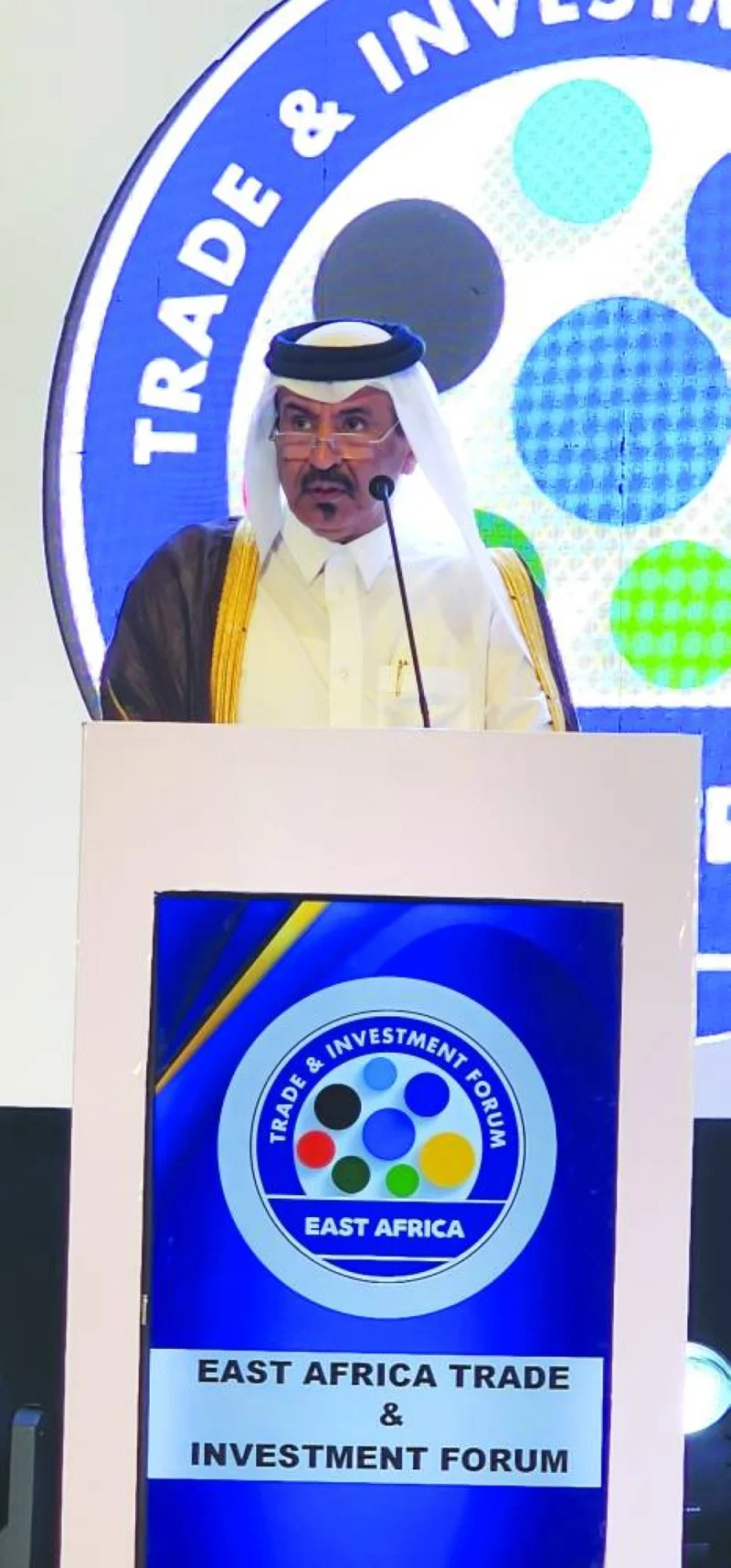 Qatar Chamber first vice-chairman Mohamed bin Towar al-Kuwari speaking at the event.