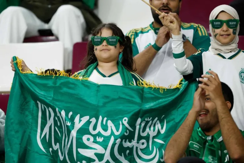 Saudi fans take their seat for the the match. AFP