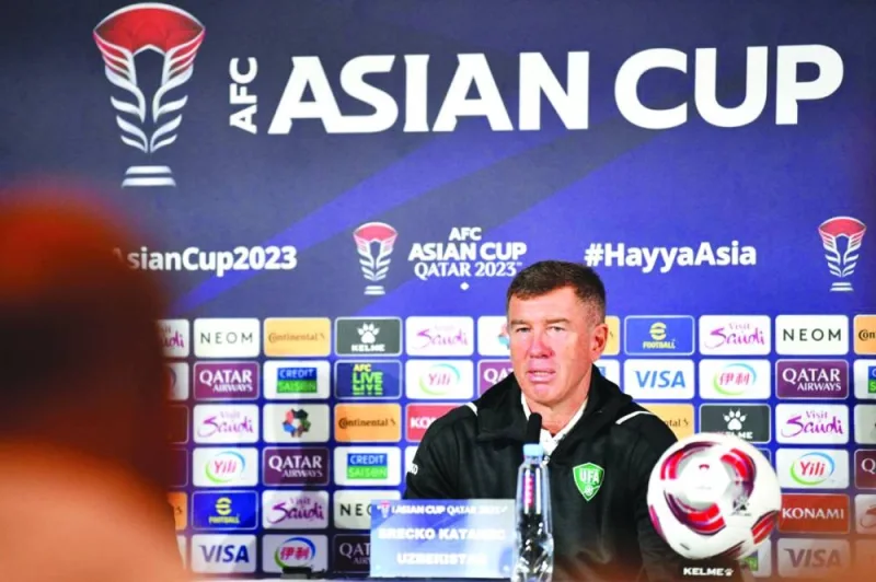 Uzbekistan coach Srecko Katanec at a press conference on Wednesday.