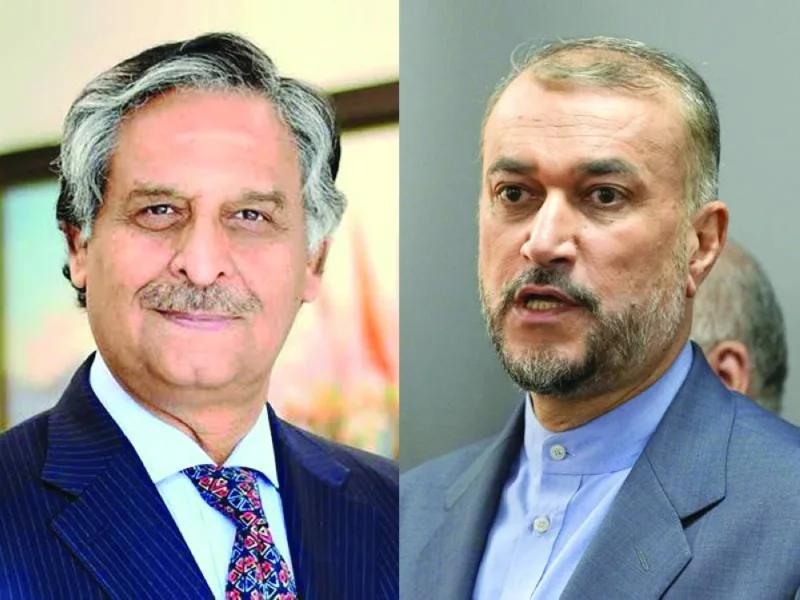 Pakistan Foreign Minister Jalil Abbas Jilani (left) and his Iranian counterpart Hossein Amir-Abdollahian.