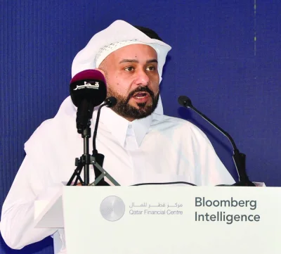 QFC Authority CEO Yousuf Mohamed al-Jaida addressing the Qatar Financial Market Forum. PICTURE: Shaji Kayamkulam