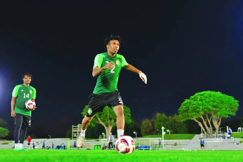 
Saudi players during a team training session. 