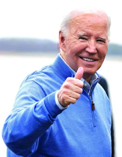 
US President Joe Biden arrives to board Air Force One at Joint Base Andrews in Maryland on Thursday. US economic growth was stronger than expected in the final months of 2023, government data showed Thursday, offering a boost to President Joe Biden as he heads into reelection campaigning. 