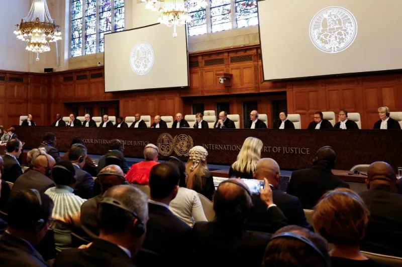Judges at the International Court of Justice (ICJ) rule on emergency measures against Israel following accusations by South Africa that the Israeli military operation in Gaza is a state-led genocide, in The Hague, Netherlands, on Friday. REUTERS
