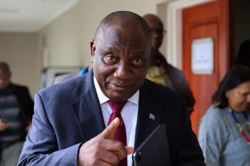 South African President Cyril Ramaphosa gestures at the ruling African National Congress party&#039;s National Executive Committee meeting after the judgement of the International Court of Justice (ICJ) in the Hague on emergency measures against Israel, following accusations by South Africa that the Israeli military operation in Gaza is a state-led genocide, in Johannesburg, South Africa, on Friday. REUTERS