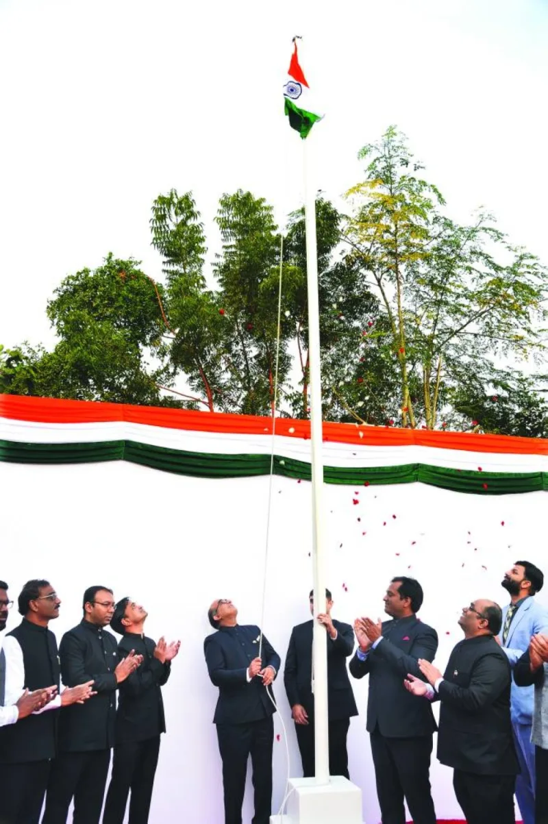 Indian ambassador Vipul hoisting the National Flag. PICTURES: Shaji Kayamkulam.