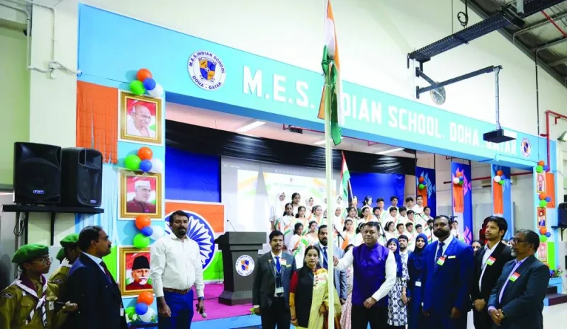 Flag hoisting at MES Indian School.