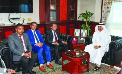 Qatar Chamber acting general manager Ali Saeed bu Sherbak al-Mansouri meets with a delegation from Nepal led by Chandra Prasad Dhakal, the president of the Federation of Nepalese Chambers of Commerce and Industry. 