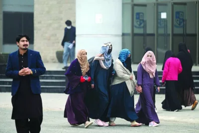 Students walk at the University of Mianwali campus, an education project built during the government of jailed former prime minister Imran Khan, in Mianwali, Khan’s native town in Punjab province. (AFP)