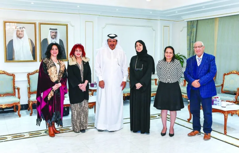 Qatar Chamber first vice-chairman Mohamed bin Towar al-Kuwari and Qatar Chamber board member Ibtihaj al-Ahmadani, who is also chairperson of the Qatari Businesswomen Forum, welcoming Dr Hoda Jalal Yassa, the president of the Arab Women Investors Union and a member of the Egyptian Council for Foreign Affairs, and Dina Ali al-Ghoneimy, a member of the union.