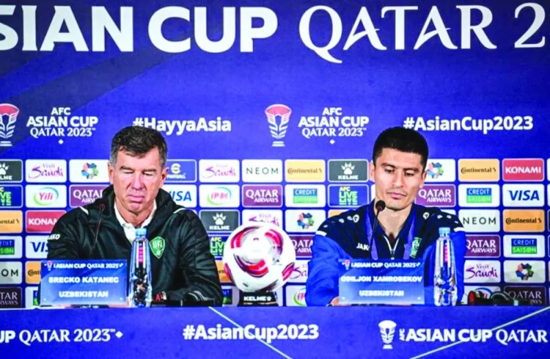 Uzbekistan coach Srecko Katanec attends a news conference ahead of their quarter-final match against Qatar on Saturday.