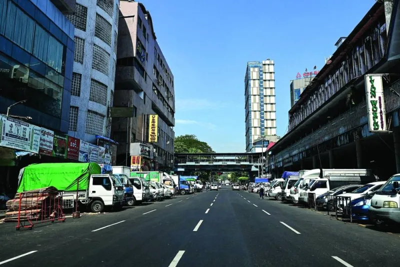 
Almost empty streets during a “silent strike” to protest and to mark the third anniversary of the military coup in Yangon. 