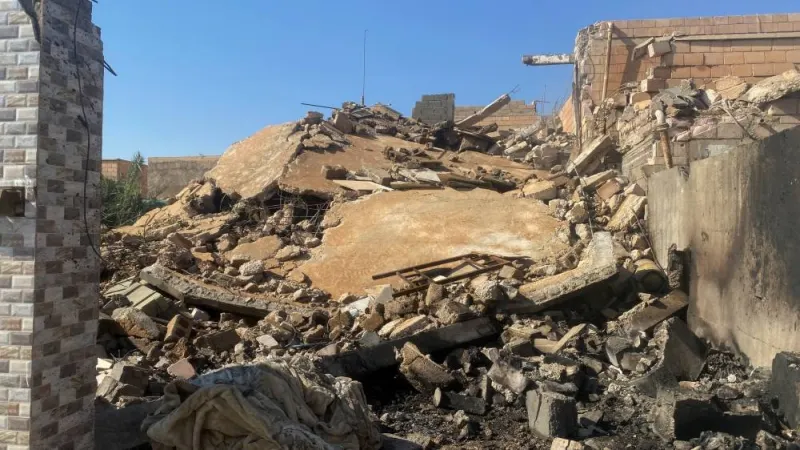 A destroyed building at the site of a US airstrike in al-Qaim, Iraq Saturday.