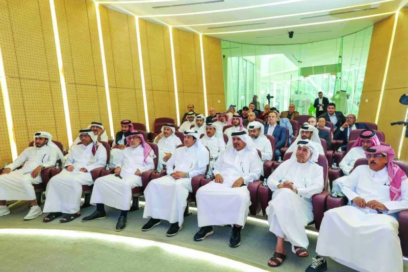 HE the Minister of State and Chairman of Qatar Free Zones Authority (QFZ) Dr Ahmad al-Sayed joins Qatar Chamber first vice-chairman Mohamed bin Towar al-Kuwari and his accompanying delegation during a tour of the Ras Bufontas Free Zone.