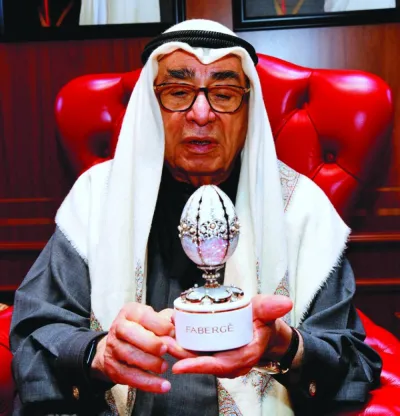 Alfardan Group chairman Hussain Ibrahim Alfardan during the unveiling of the one-of-a-kind Faberge Egg, adorned with elegant natural pearls. PICTURE: Feroze Ahamed.