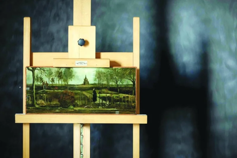 
The painting of Vincent van Gogh titled “Parsonage Garden at Nuenen in Spring”, which was stolen and then handed to a Dutch art sleuth, is on display during a press viewing in Rotterdam yesterday.  