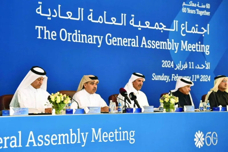 QNB Group chairman HE Ali bin Ahmed al-Kuwari addressing the bank&#039;s Ordinary General Assembly on Sunday.