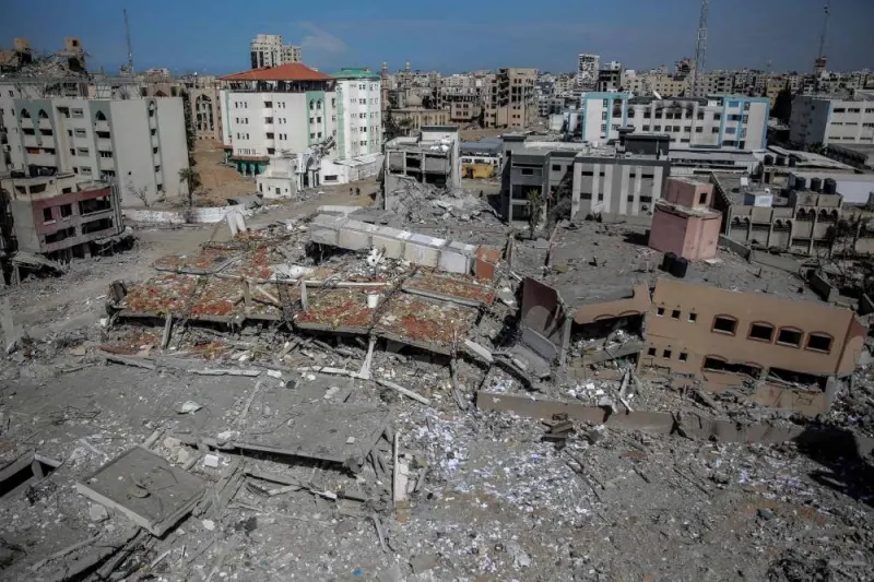 This aerial view shows the al-Aqsa University, levelled by Israeli bombardment in Gaza City on Thursday. AFP