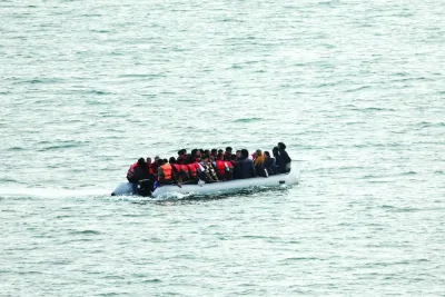 
This picture taken last year shows a group of migrants on an inflatable dinghy is seen from the French rescue vessel ‘Abeille Normandie’ as they try to cross the English Channel from the coast of northern France. 