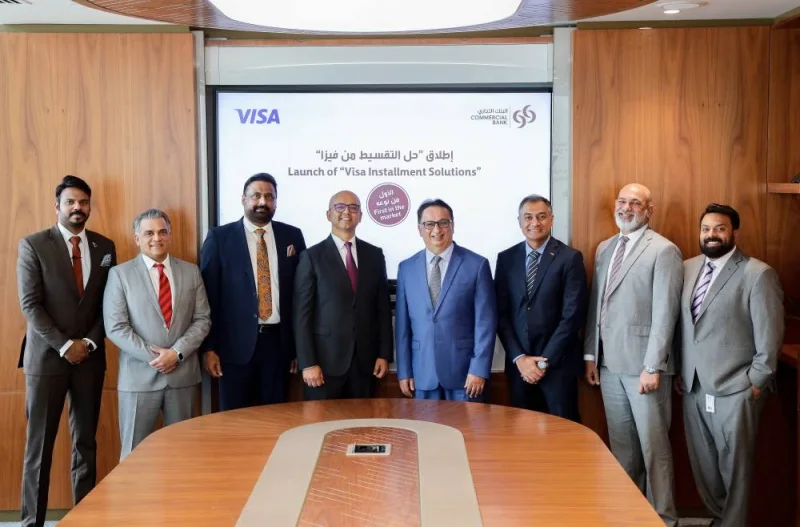 Shahnawaz Rasheed, executive general manager and head (Retail Banking) at Commercial Bank and Dr Sudheer Nair, assistant general manager and head (Cards and Payments) with  Shashank Singh, Visa’s vice-president and general manager (Qatar and Kuwait) and other executives.